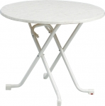 Cafébord Lav, Rund Ø90cm Hvidmeleret Laminatbordplade